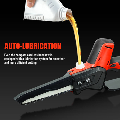 Powerful 8 Inch Rechargeable Chainsaw with Brushless Motor and Automatic Oiling for Smooth Cutting