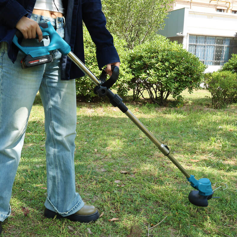 Portable Electric Brush Cutter Battery Operated Cordless Grass Trimmer for Backyard Lawn Cleaning