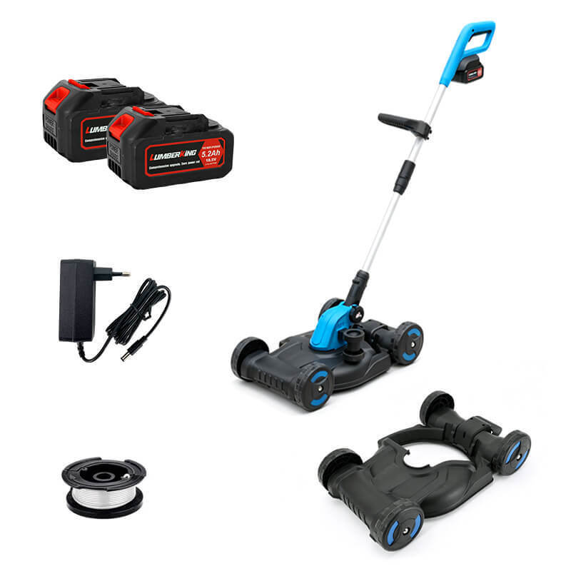 Auston 21V Cordless Grass Trimmer with Detachable Wheels Portable Electric Lawn Mower Multi-Functional Brush Cutter